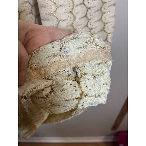 Handmade Maxi Skirt XS Cream Metallic Boho Western Classic Glam Retro Chic 70s - Picture 11 of 12